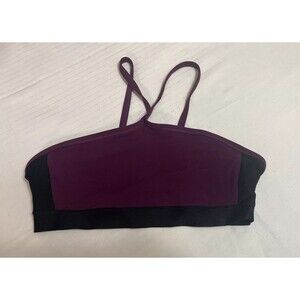 Womens Athleta Sports Bra Purple and black  center straps Medium